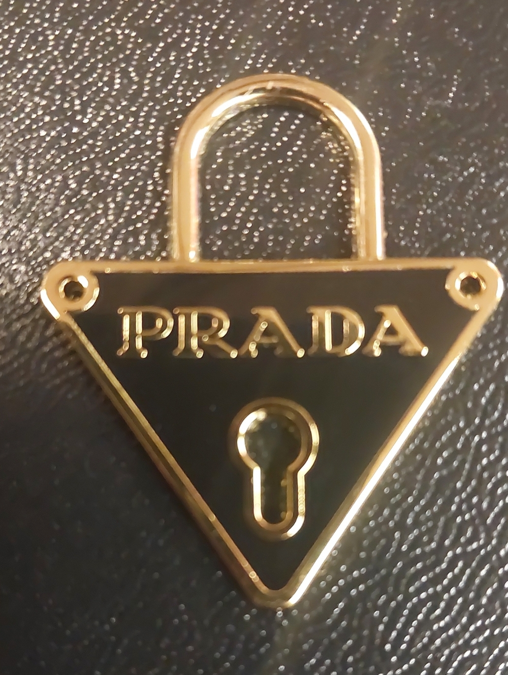 PRADA Gold and Black Triangle Padlock Charm